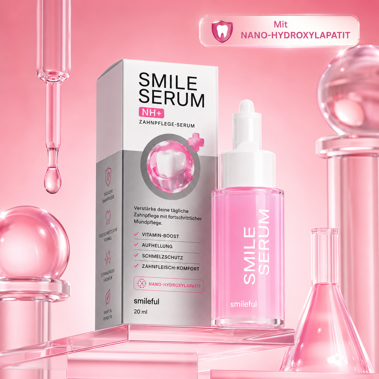SMILE SERUM NH+ – Zahnpflege-Serum mit Vitamin-Boost, Zahnfleisch-Komfort & mit Nano-Hydroxylapatit