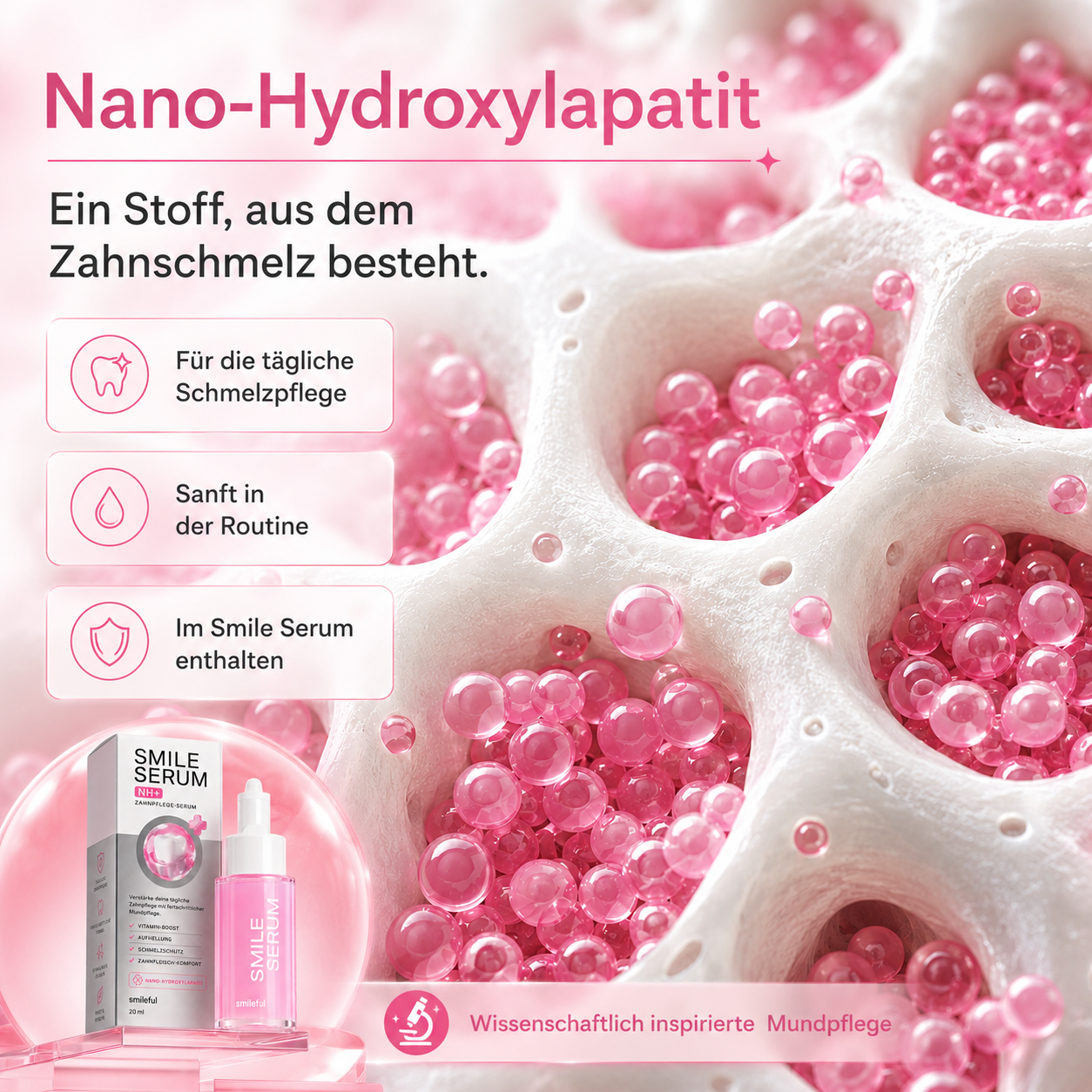 SMILE SERUM NH+ – Zahnpflege-Serum mit Vitamin-Boost, Zahnfleisch-Komfort & mit Nano-Hydroxylapatit